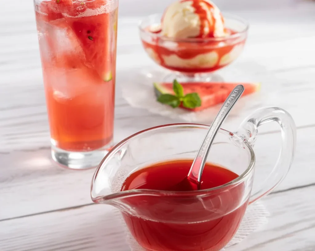 Homemade Watermelon Syrup ready in under 20 minutes for drinks and desserts.