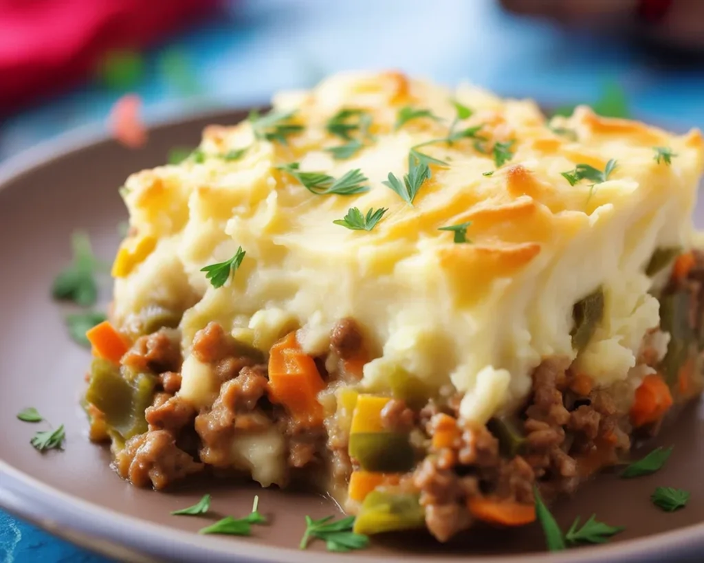 Delicious Easy Shepherd's Pie with ground beef, vegetables, and mashed potatoes baked to perfection.