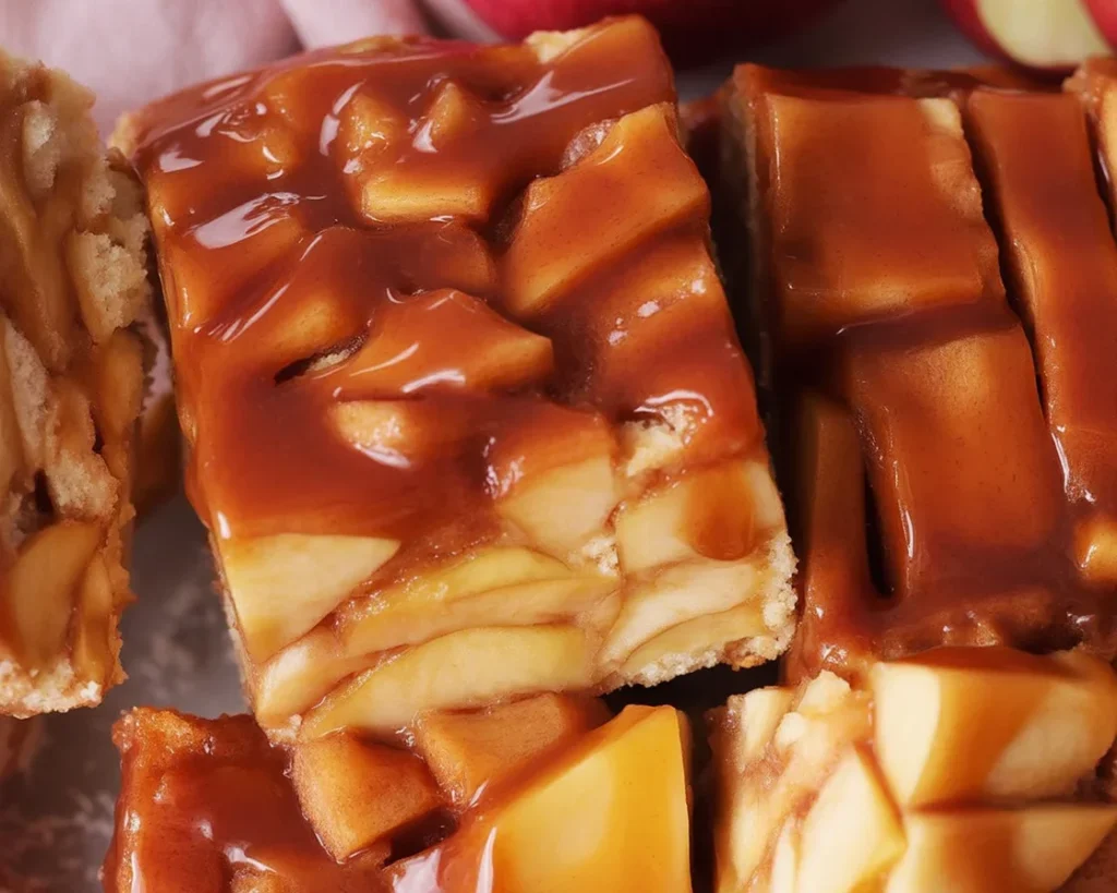 Delicious Caramel-Apple Cake with salted caramel drizzle and spiced apple filling.