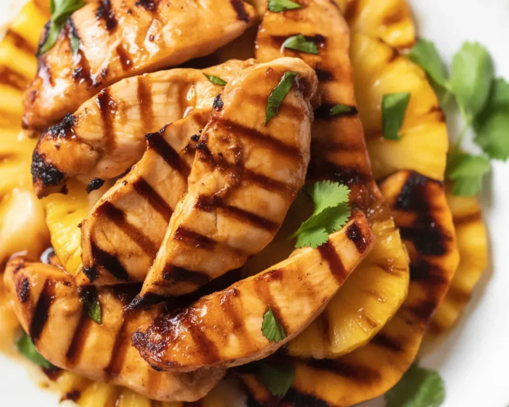 Delicious tangy Hawaiian Chicken served with pineapple and a sticky sweet sauce.
