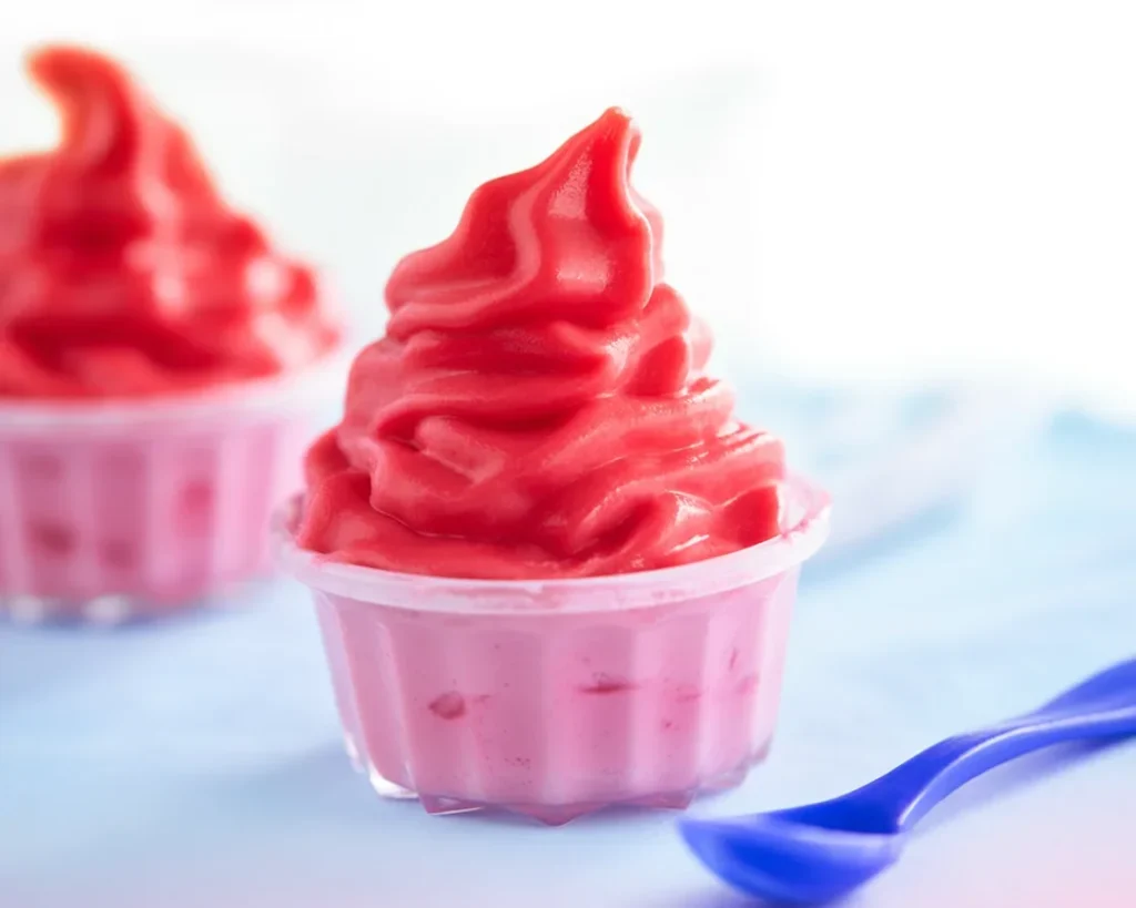 Delicious homemade Strawberry Dole Whip ready to serve in a bowl.