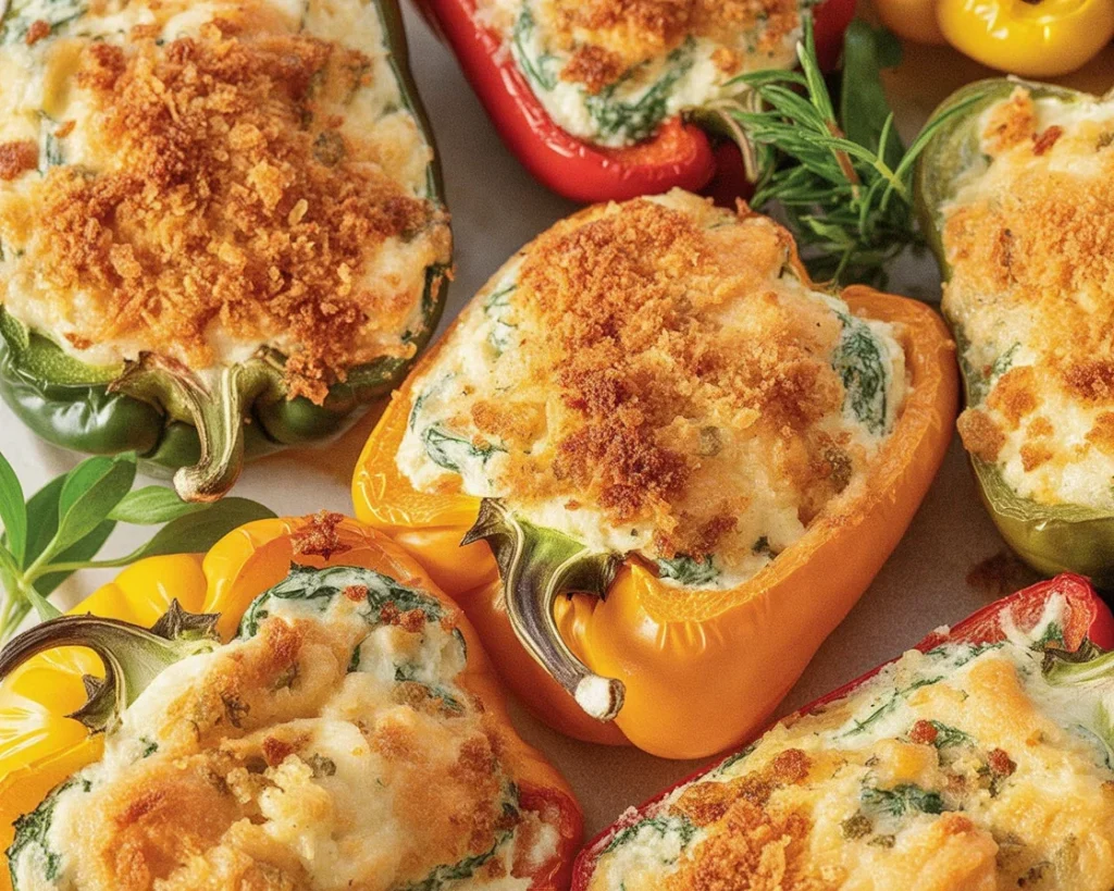 Delicious Herby Ricotta Stuffed Peppers with fresh herbs and cheese